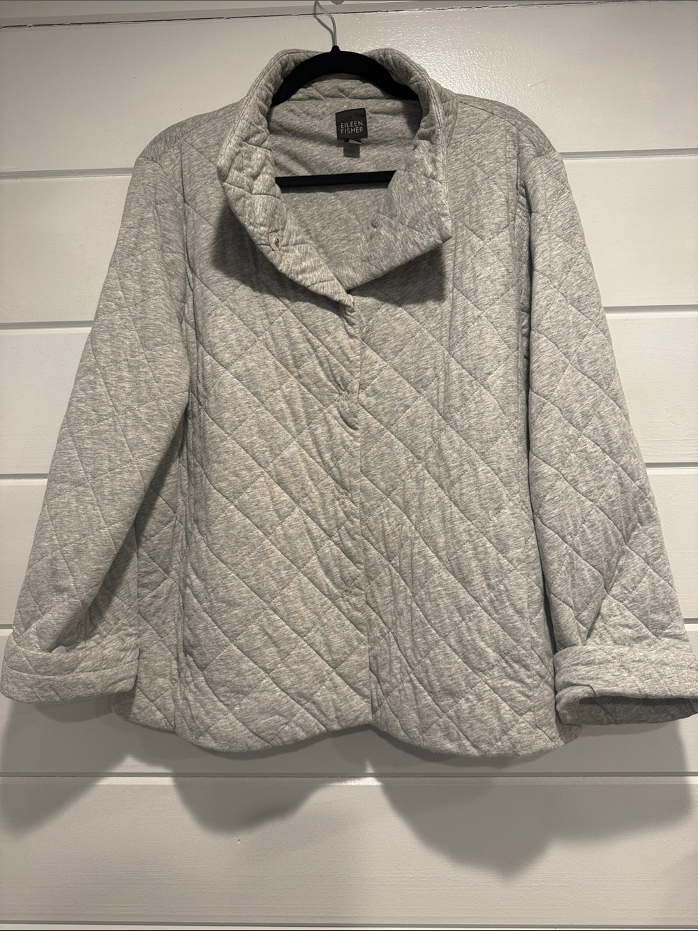 Ellen Tracy Heather Gray Quilted Stand-Collar Jacket.  Size - XL